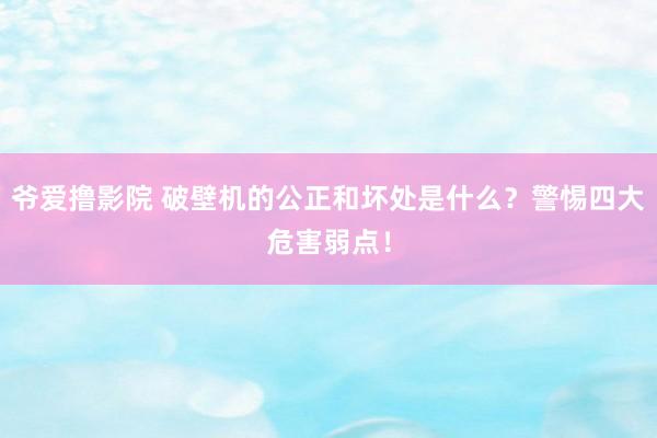 爷爱撸影院 破壁机的公正和坏处是什么？警惕四大危害弱点！