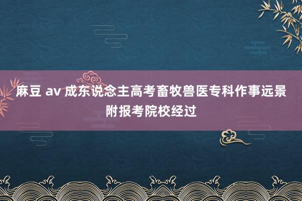 麻豆 av 成东说念主高考畜牧兽医专科作事远景附报考院校经过