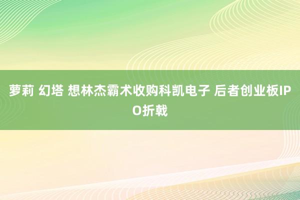 萝莉 幻塔 想林杰霸术收购科凯电子 后者创业板IPO折戟